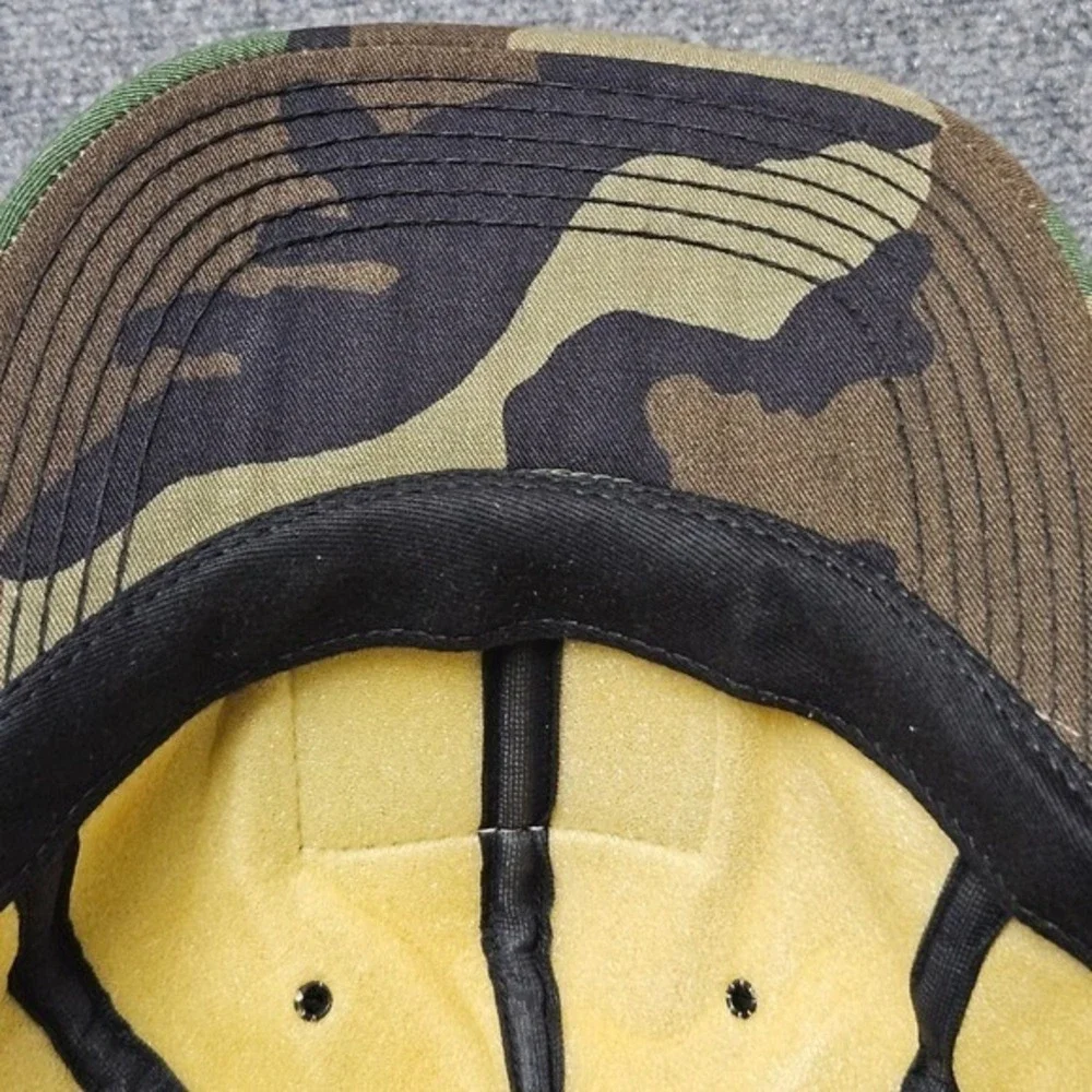 Vintage Caterpillar Hat Green Camo Soft Bill Snapback Workwear Cap Made USA 90s